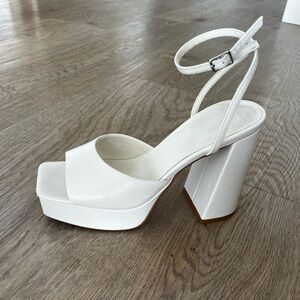 Oak + Fort white platform heels